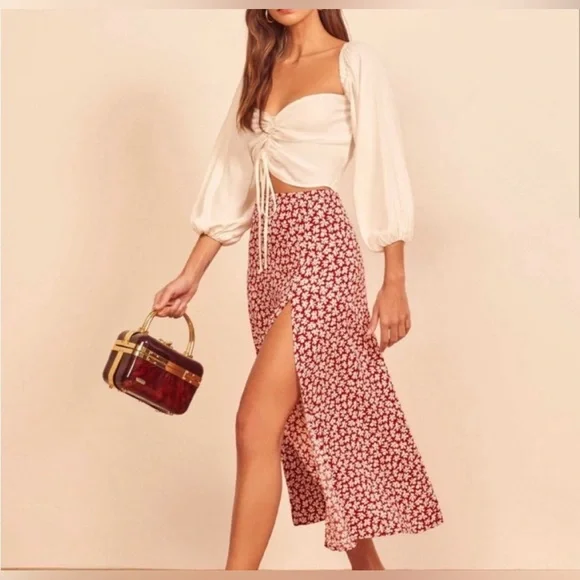 Reformation Red Floral Zoe Skirt - Picture 1 of 10